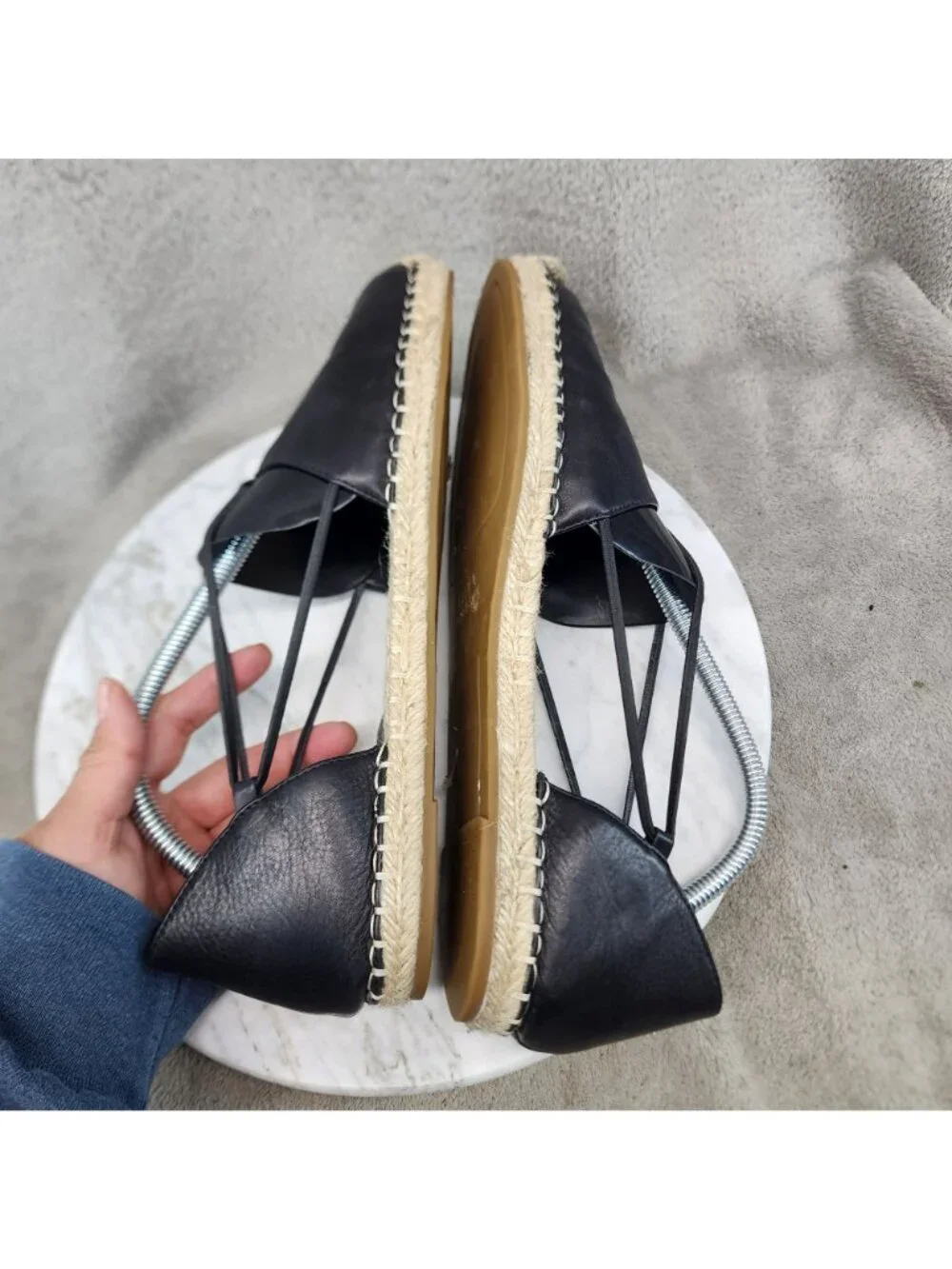 Eileen Fisher Shoes Womens Size 10 Black Leather Espadrille *Read*